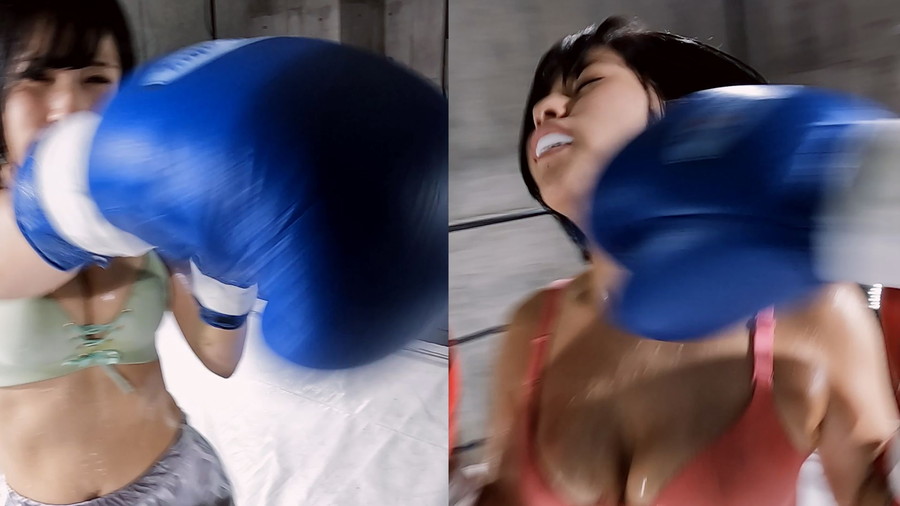 Ｇカップの夏目藍果が同キャラで女子ボクシング対決三本勝負がエロすぎる